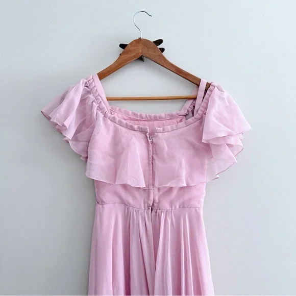 Vintage Pink Ruffle Aline Maxi Dress - Picture 5 of 6